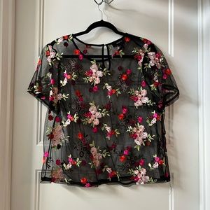 Forever21 floral mesh top